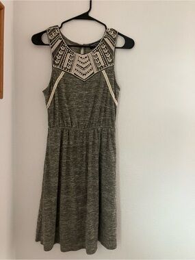 Papermoon Grey Embroidered Yoke Sleeveless Dress